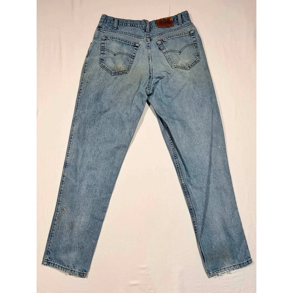 Vintage Levis 545 Loose Fit Jeans 34x32 Light Wash Orange Tab Made in USA Denim